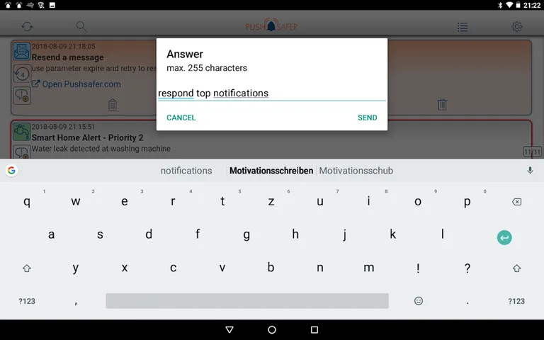 Pushsafer screenshot 12