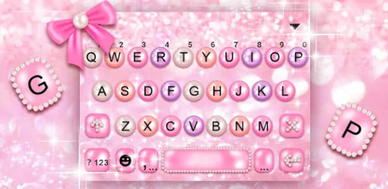 Girly Pink Pearl Keyboard Theme cover image