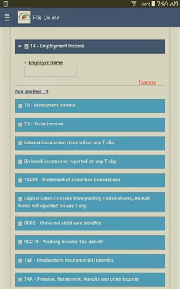eFile Canadian Tax Return screenshot 12