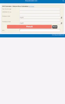 Kt/V (Daugirdas) Calculator screenshot 2