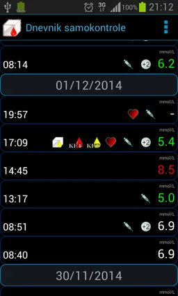 Dnevnik samokontrole dijabetes screenshot 1
