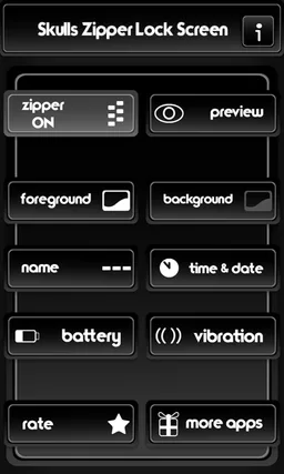 Skulls Zipper Lock Screen screenshot 1
