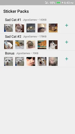 Sad Cat Stickers - WAStickerApps screenshot 3