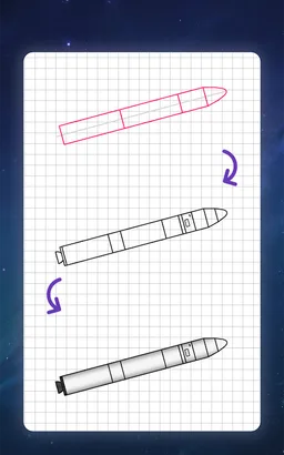 How to draw rockets, spaceships. Drawing lessons screenshot 1