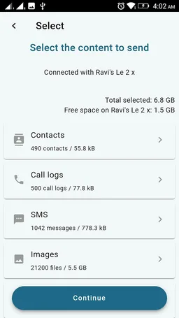 X-Transfer - Share/Backup Files/Contacts/SMS/Calls screenshot 5