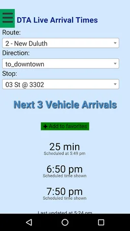 Duluth DTA Bus Tracker screenshot 1