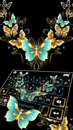 Vintage Golden Butterfly Keyboard Theme screenshot 1