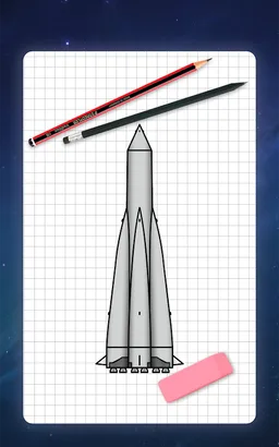 How to draw rockets, spaceships. Drawing lessons screenshot 2