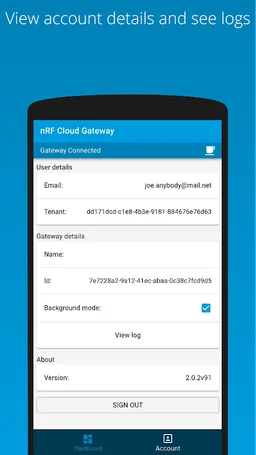 nRF Cloud Gateway screenshot 1