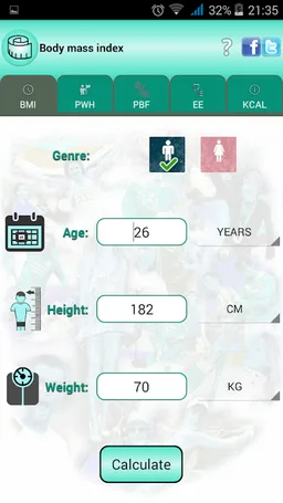BMI Ideal weight and calories screenshot 1