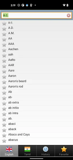 Tamil dict screenshot 3