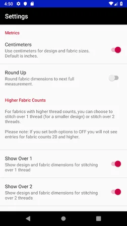 Cross Stitch Fabric Calculator screenshot 2