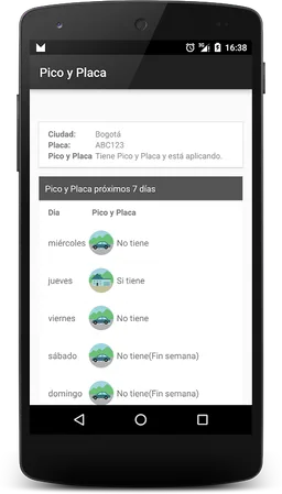 Pico y Placa 2018 screenshot 2