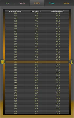 HVAC P/T Chart screenshot 1
