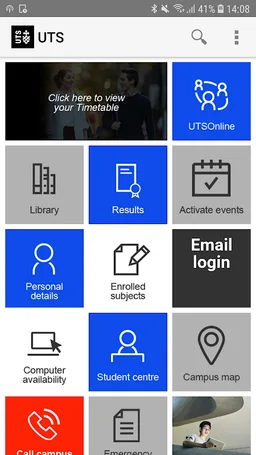 UTS app screenshot 2