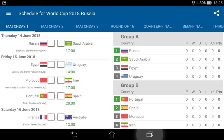 Schedule for World Cup 2018 Russia screenshot 11