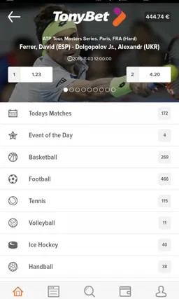 Tonybet sportsbetting app screenshot 2