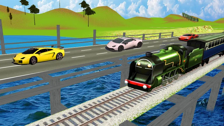 Train vs Car Race - Flying Race 2017 screenshot 3