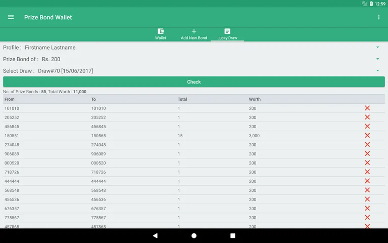Prize Bond Wallet screenshot 3