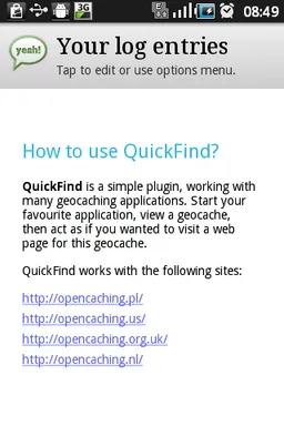 Opencaching QuickFind screenshot 1