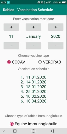 Rabies - Vaccination Schedule screenshot 1