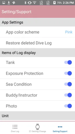 Z dive log Manage & Set SCUBAP screenshot 4