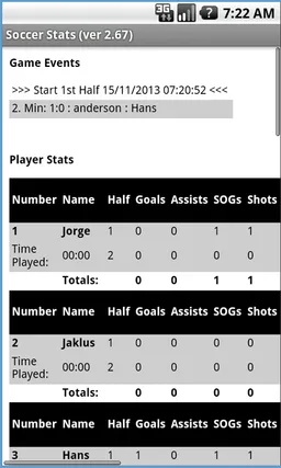 Soccer Stats w/ Timer screenshot 3