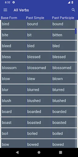 Verb Forms Dictionary screenshot 1