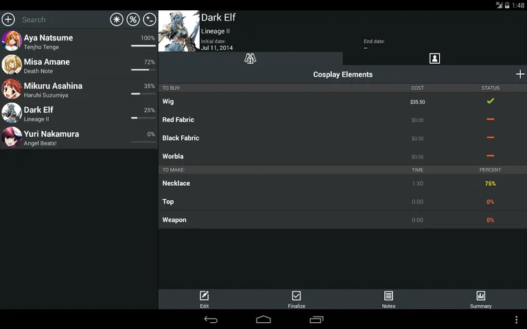 Cosplanner screenshot 1