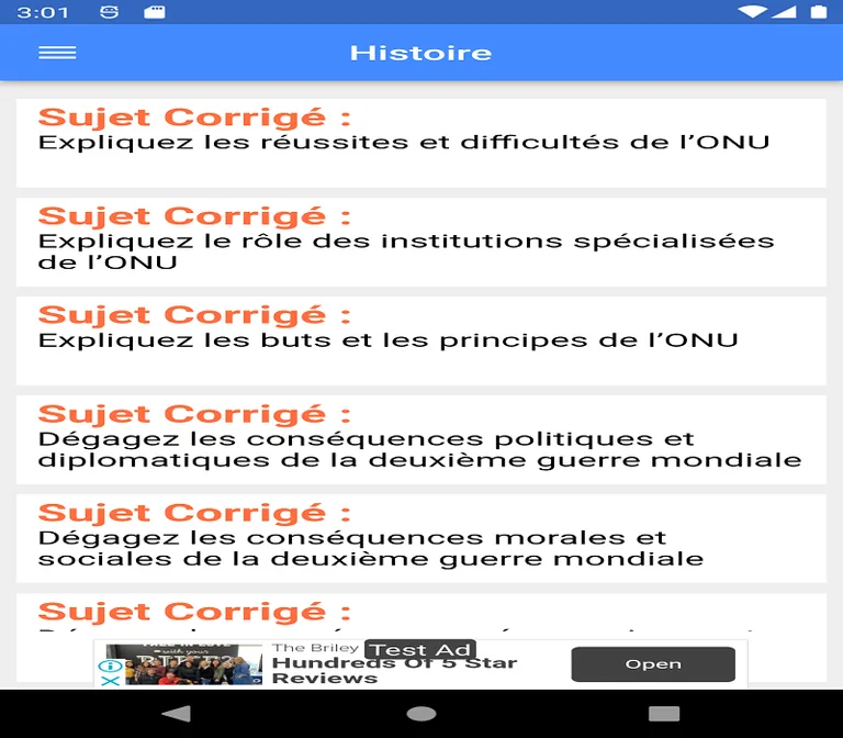 Histoire : Sujets Corrigés screenshot 1