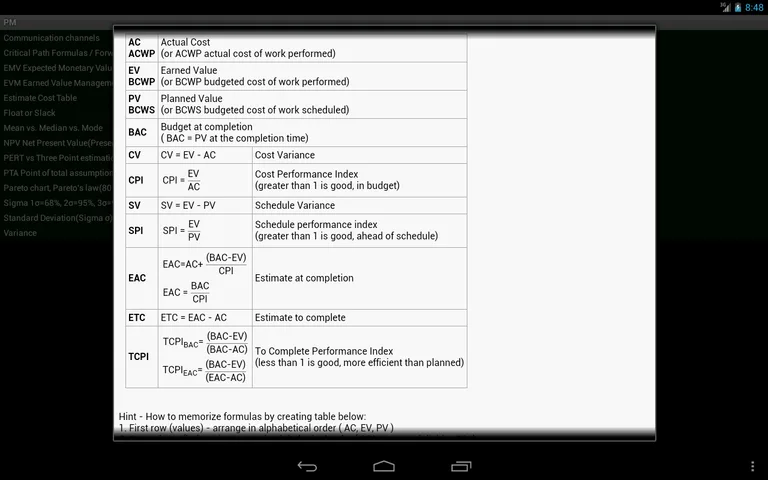 PM Formulas (for PMP® exam) screenshot 1