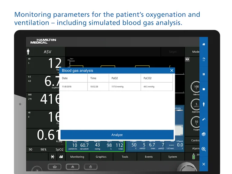 HAMILTON-C6 ventilator and patient simulation screenshot 1