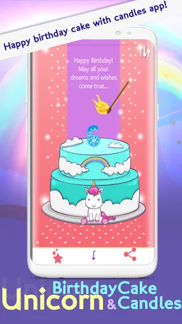 Unicorn Birthday Cake and Candles screenshot 3