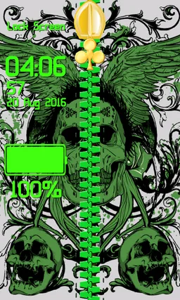 Skulls Zipper Lock Screen screenshot 4