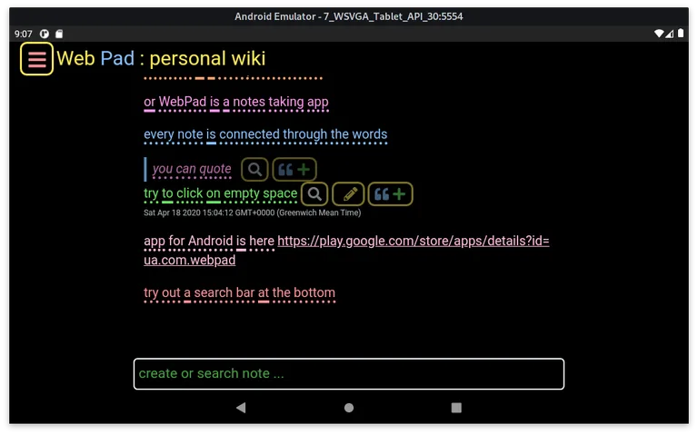 WebPad - mini wiki screenshot 3