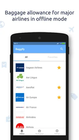 Baggify - airlines baggage allowance screenshot 1