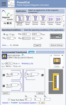 PowerECal - Power Supply & Magnetic Calculator screenshot 6