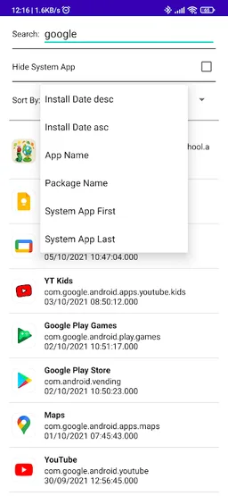 Package Name View screenshot 4