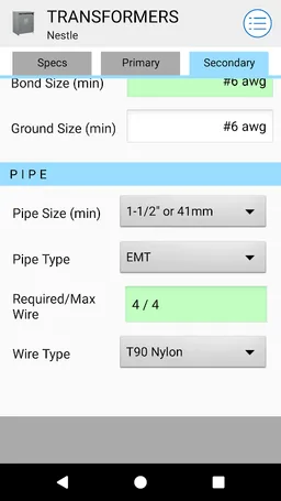 Transformer Calculator Free screenshot 3