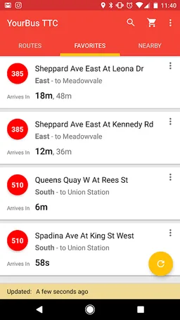 TTC Toronto Bus Tracker screenshot 2