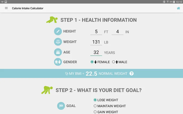 Diet Calories Start Calculator screenshot 9