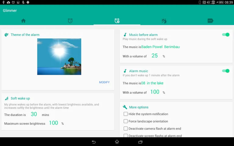 Glimmer (luminous alarm clock) screenshot 14
