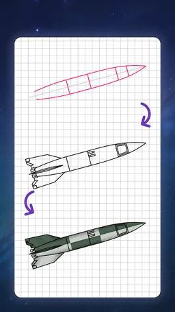How to draw rockets, spaceships. Drawing lessons screenshot 6