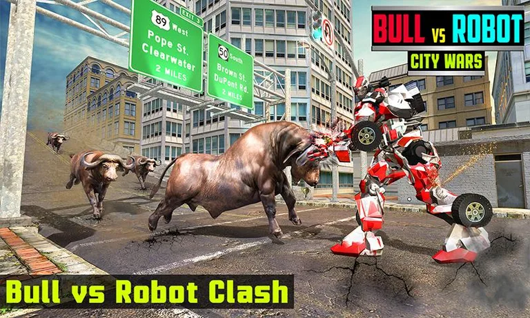 Super X Robot VS Angry Bull Attack Simulator screenshot 1