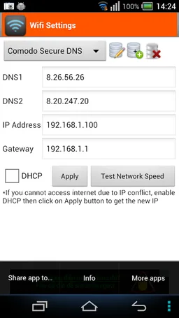WiFi Settings (dns,ip,gateway) screenshot 2
